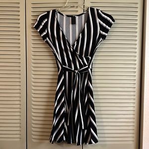 Small black and white striped dress.